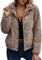 ASOMI Jacke Damen Winter Herbst Cordjacke Fleecejacke Causal Langarm Übergangsjacke Mode Mantel Reißverschluss Steppjacke Outwear mit Tasche 404 Hellkamelhaar 38