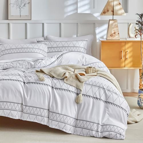 Tokokimo Funda Nórdica Cama 135/150, Funda Nórdica 240x220, Bohemio Patrón Microfibra Funda Edredon 3 Piezas Compuesto por 1 Funda Nordica 240x220 + 2 Fundas de Almohada 50x75, Blanco