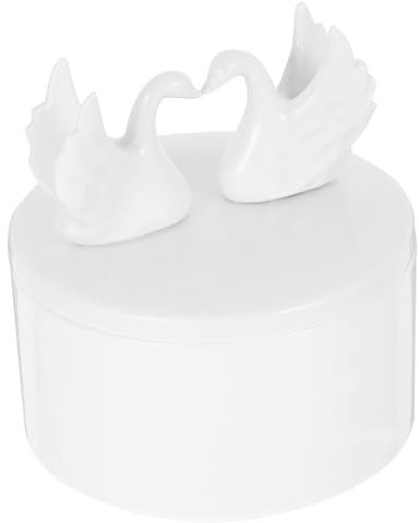 GREENADSCAPE Caja joyero cerámica plato anillo cisne joyero cisne joyero pequeño joyeros pequeños joyas caso collar titular la joyería aretes tarro almacenamiento Decorar