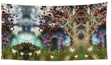 Gothic Fairy Garden Event Hintergrund Banner, Flagge zum Aufhängen, Feiertagsdekoration, Parade, Geburtstagsfeierbedarf usw.