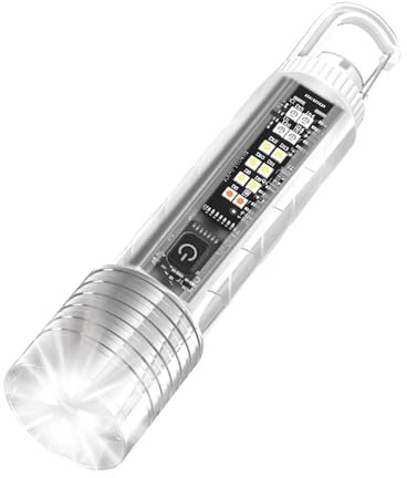 MODOAO Small Powerful Torch, LED Super Bright with UV Red Blue Light, Rechargeable Portable Magnetic Flashlight, 8 Light Modes, Waterproof, for Car Repair, Camping, Reading, Dog Walking