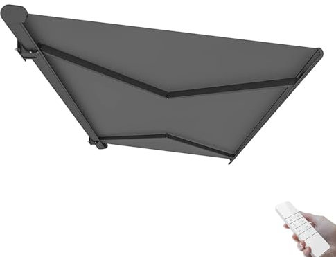 CCKUHN Elektrische einziehbare Markise mit LED-Licht, Sonnenschutz für Fenster und Türen, Terrassenmarkise, Außenterrassenüberdachung, Deckmarkisen mit Fernbedienung, 78,7 x 59 Zoll (78,7