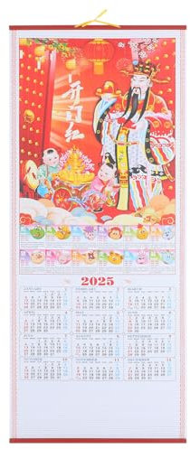 OHPHCALL Calendriers Chinois 2025 Calendriers Muraux Lunaires De L'année Du Serpent Suspendu Du Serpent Du Chinois 2025 Annuel À Défilement En Rotin