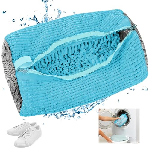 Sac Lavage Chaussures 1 Pièce, Lavage Chaussures à Machine à Laver, Réutilisables à Laver avec Fermeture Éclair et Nettoyage, Protégez vos Chaussures Contre les Dommages(bleu)
