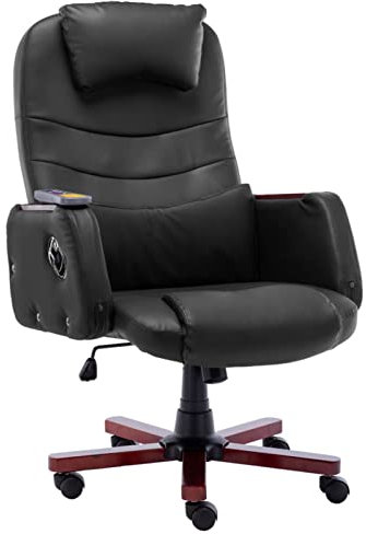 Buzaza Chaise de Bureau de Massage Noir Similicuir,Chaise Gaming,Chaise Bureau,Fauteuil De Bureau