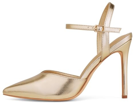 GENSHUO Elegante High Heels mit spitzer Zehenpartie und 10cm Stiletto, Sexy Damenschuhe mit Knöchelriemen für den Abend