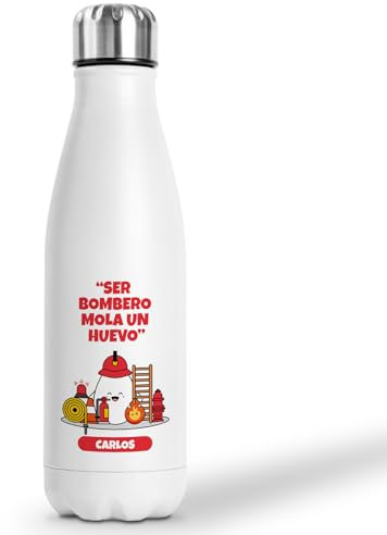 Botella Térmica Personalizada Mi Trabajo Mola Un Huevo | Regalo Original con Frases De Humor | Termo Acero Inoxidable Doble Capa 500 ml (Bombero)