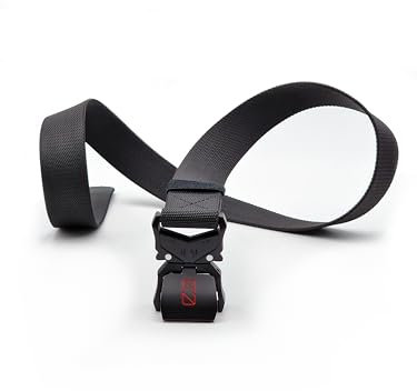 0-FINITY® Taktischer Gürtel – Elastisch, Robust, Schnellverschluss-Metallschnalle, Verstellbar und Langlebig (Schwarzes und rotes Logo)