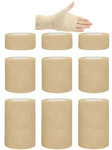 BIRDDIE Selbstklebender Verband 9 Rollen 2,5cm/5cm/7,5cm Mullbinden | Hautfarben Elastische Binde Bandage Fixierbinde Haftbandage Selbstklebend Sport Gelenkschutz & Tierpflege