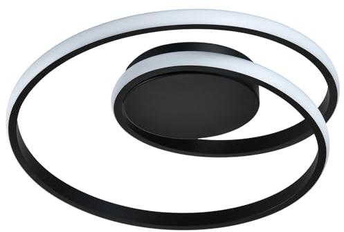 Happy Homewares Modern Designer Single Looping Strip Semi-Flush Energy Saving LED Ceiling Light Fixture in Matte Black Sand | 19w = 75w | 3000k Warm White | 1100 Lumens | IP20 Rated