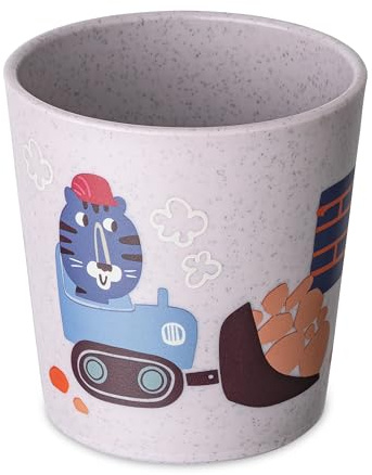 Koziol CONNECT CUP S TRUCKS Kindertrinkbecher 190 ml | für Kinder ab 6 Monate | biozirkulärer Kunststoff, bruchfest, stapelbar, spülmaschinengeeignet | für Zuhause und Unterwegs (organic purple grey)