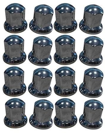 20 Stück 32 mm lange Chrom-Kunststoff-Radmutter-Schraubenkappen für LKW, LKW, Anhänger, Busse