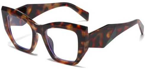 Long Keeper Blaulicht Brille Damen Katzenaugen Anti Blaulicht Computerbrille Blaulicht Blockierende Brille Übergroße Quadratische Anti Blendung Blaulichtfilter Brille (Leopard)