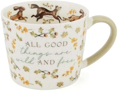 Cooksmart Forest Fable Conical Mug – All Good Things | British Designed New Bone China Mug | Woodland-Inspired Coffee & Tea Cup | Rustic Farmhouse Drinkware | Dishwasher & Microwave Safe | 330ml