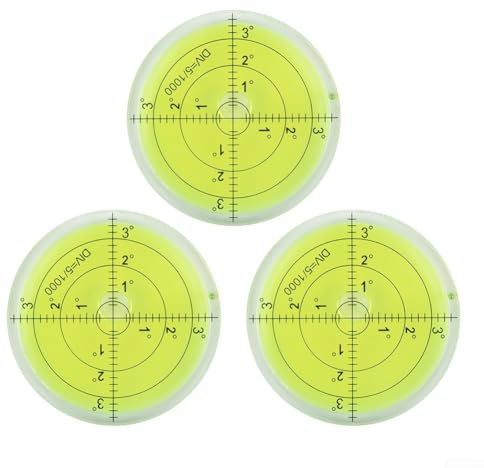 ZiStarlilife Runde Wasserwaagen-Set, 66 x 10 mm, präzise, runde Wasserwaage, für Messinstrumente, Holzbearbeitung, 3 Stück