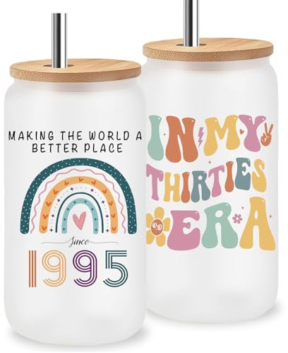 Jars Nova Meaningful 30th Birthday Gift for Women– 30th Birthday Gift for Her- 16oz Iced Coffee Cup with Inspirational Quote & Reusable Straw