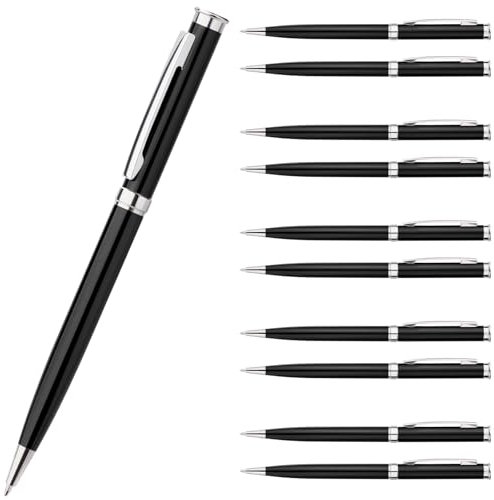 10 stück Kugelschreiber,Geschenke für männer,Ballpoint Pen,Ergonomische Schreibstifte Set,Drehkugelschreiber,Schwarze Kugelschreiber mit Blaue Mine