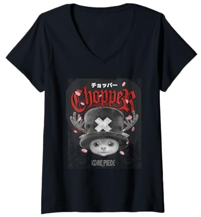Womens One Piece Chopper Heavy Metal V-Neck T-Shirt