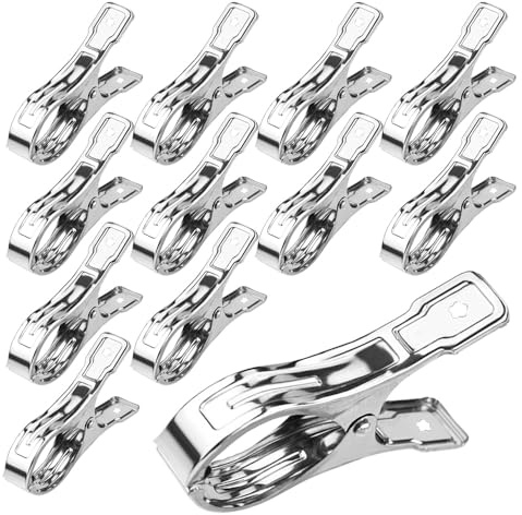 CZAKOMIX 12 Piezas Pinzas para Toalla de Acero Inoxidable, Clips de Metal para Edredón, Pinza de Viento, para Sujetar Ropa, Calcetines, Toallas, sábanas Finas, Pantalones, Polainas, Faldas, Chaquetas