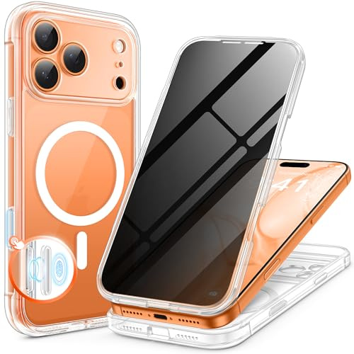 BERFY für iPhone 17 Pro Hülle, kompatibel mit MagSafe,Transparent | Magnetische transparente Handyhülle mit Blickschutz, Kameraschutz, stoßfestem Ganzkörperschutz, 6.3 Zoll