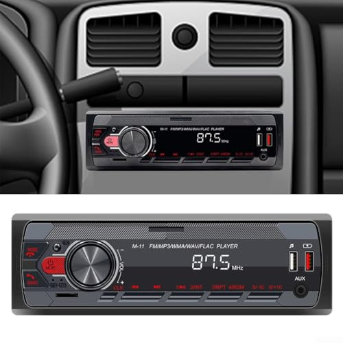 Honseadek Auto-MP3-Player mit 5.0, FM-Radio, USB/TF-Karte, AUX-Eingang, 45 W x 4 Ausgang, bunte Lichter, Sprachassistent, für Cinch-Audio-Ausgang, 12 V Autoradio