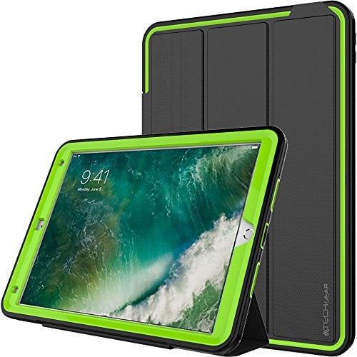 TECHGEAR D-Fence Hülle für iPad Air 10,5 (2019) / iPad Pro 10,5 Zoll - Schlanker, schlagfester, robuster Schutzanzug Rüstung Defence Smart Fall, Kinder Schulen Builders Workman -Schwarz/Grün