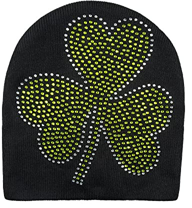 Boland 44915 - Mütze Shiny Shamrock für Faschingskostüme oder Alltag, Strickmütze mit Kleeblatt, Karneval, St. Patricks Day, Mottoparty