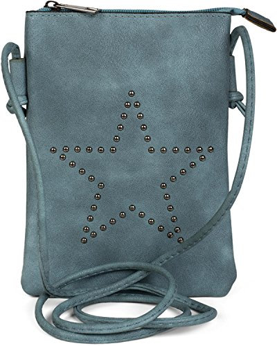 styleBREAKER mini bag borsa a tracolla con borchie disposte a stella, borsa a spalla, borsa a mano, borsa, da donna 02012235, colore:Jeans blu