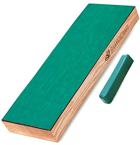 BeaverCraft Leather Strop for Knife Sharpening - Stropping Leather with Polishing Compound - Knife Strop Block for Knives, Chisel, Tool Sharpening - Stropping Kit 20cm LS4P1 with Honing Compound