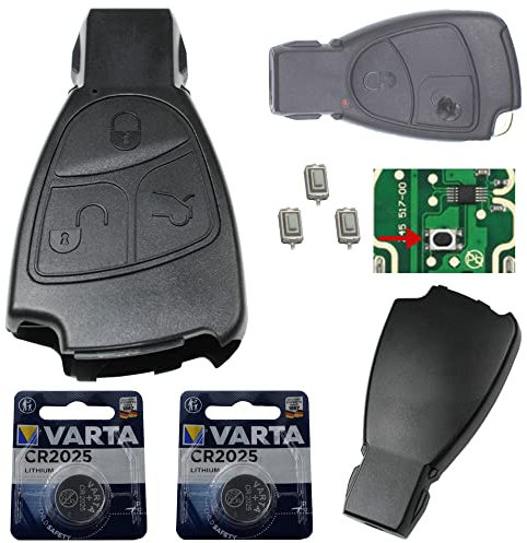Repair Reparatur Satz Auto Schlüssel Set Austausch Gehäuse mit 3 Tasten + Drucktasten + Batterien kompatibel für Mercedes W209 W169 W245 W203 R171