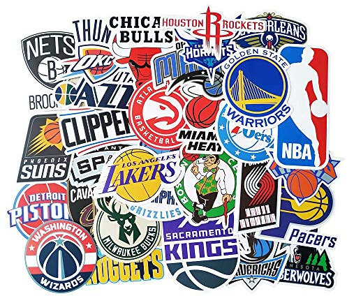 NBA Stickers 31 Pcs, Vinyl Waterproof Sport Fan Decals of National Basketball Association All Teem Logo for Laptop Water Bottle Hydroflasks Bicycle Motorcycle Car Bumper Room Wall Decoration