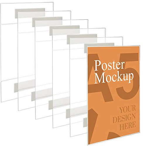 Kurtzy A5 Adhesive Wall Poster Holders (6 Pack) - Universal Wall Mounts - Crack & Scratch Resistant - Clear Acrylic Sign Displays with Adhesive Tape - Office, Store & Restaurant - No Drilling Required