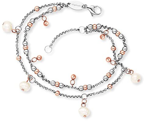 Engelsrufer Damen Armband Boho Perlen Edelstahl bicolor - besetzt mit Edelstahl Kugeln und Süßwasserperlen - Karabinerverschluss - in zwei Längen verstellbar - nickelfrei