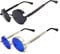 RONSOU Steampunk Style Round Vintage Polarized Sunglasses Retro Eyewear UV400 Protection Matel Frame Grey & Blue Lens