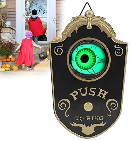 Campanello di Halloween con Un Occhio Solo, Campanello di Halloween con Suono, Battente Sonoro, Bulbo Oculare Animato, Casa Stregata, Decorazione di Oggetti di Scena per Feste di Halloween(Nero)