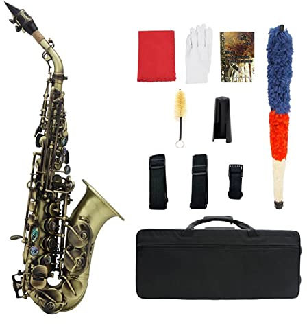 DZDZDZ Bb Saxophon Sax Messing Material schwarz vernickel plattiert holzwind Instrument mit Tragetasche Handschuhe putzen stoffbürste Professionelles Saxophon (Color : Brass)