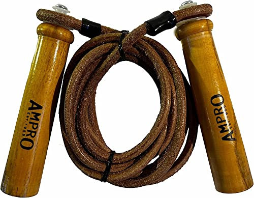 Ampro Hélice de cuero - Cuerda de saltar para fitness, boxeo, artes marciales mixtas (8 pies)