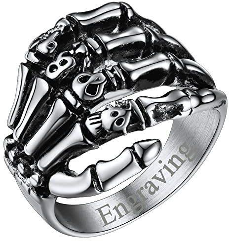 FaithHeart personalisierter Finger Fingerring für Herren Männer Punk Gotik Schädel Ring mit Geschenkebox für Valentinstag Party