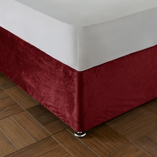 Catherine Lansfield Kingsley Cache-sommier Double élastique en Velours Mat Framboise