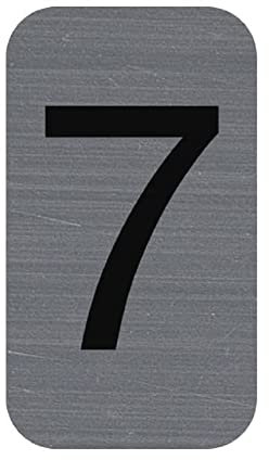 Exacompta - Réf. 67187E - 1 plaque adhésive CHIFFRE 7 - Plaque murale imprimée de signalisation - Sur tous supports - Aspect aluminium brossé - Dimensions : 2,5 x 4,4 cm
