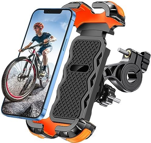 Glangeh Soporte Movil Bicicleta Universal, 360° Rotación Soporte Movil Moto para Manillar, Anti Vibración y Cierre Seguro Soporte Móvil Moto Compatible con iPhone y Otro 4.7-6.8 Móvil