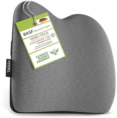 feela.® Ergonomisches Rückenkissen für Auto & Bürostuhl | Lendenkissen als Stuhlkissen für Zuhause, Büro oder Rückenstütze im Auto (Dunkelgrau)