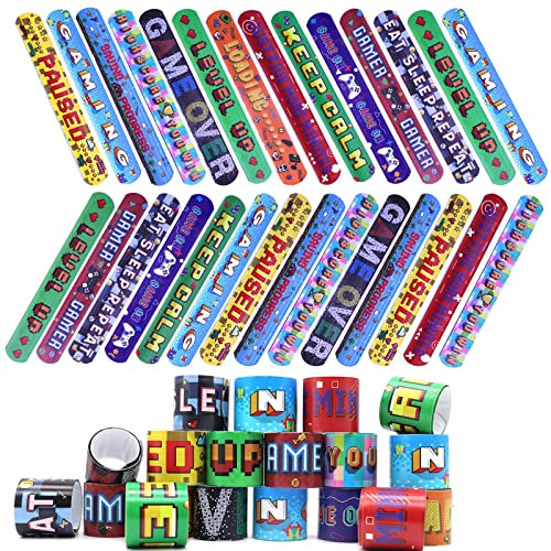 HEAWAA 30pcs Pulseras de Bofetadas para Niños, Banda de Pulsera de Juguete Slap Pulsera Regalo de Fiesta de Cumpleaños para Niños Niñas Fiestas de Cumpleaños Halloween