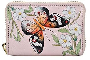 Anuschka Akkordeon-Kartenetui aus echtem Leder - Für Bank- und Visitenkarten, handbemalt - Butterfly Melody
