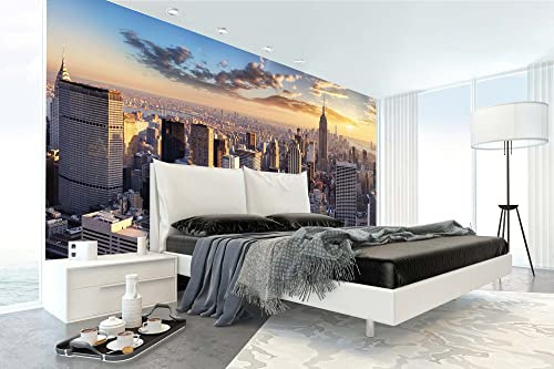 Papier peint photo non tissé New YORK City Panoramia - 375 x 250 cm (avec colle) - Papier peint non tissé - Papier peint mural - Pour salon, chambre, bureau, cuisine - Prêt à être monté