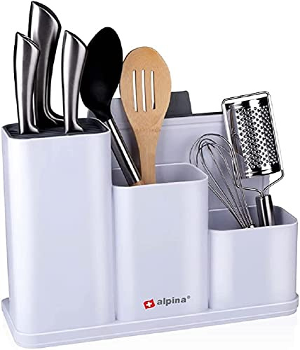 alpina Küchenorganisation - mit Schneidbrettern - 34 x 13 x 23 CM - spülmaschinenfest - Weiß