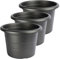 Garronda Pot de Fleurs Plastique Pot Rond pour Fleurs et Plantes GD-0022 (3 Pièces Graphite, ⌀ 28cm H 20cm)