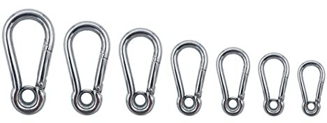 Glac Store® Karabinerhaken mit Auge aus Edelstahl AISI 316 von 4,5,6,7,8,10,12 mm Durchmesser, Bruchlast von 400 bis 1900 kg, multifunktional für Boote (12 mm, Tragkraft 1900 kg, 2)