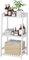 POXAKA 3 Tier Bamboo Bathroom Shelves, Ladder Shelf for Storage, Rustic Home Organizer, Space-Saving Design, Stylish Display Nightstand, Stylish Storage Solution for Home, Living Room, Kitchen