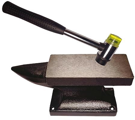 Hyecen Mini Horn Anvil Set,3Lbs Forged Iron Anvil with Rubber Hammer for Jewelry Making,Blacksmith Forge Kit,Jewelry Hammer and Block Set,Bench Block Anvil Silversmithing Tools Designed for Forging